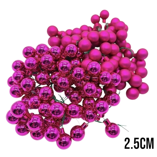 Set 144 Globuri Pe Sarma 2.5cm Fuchsia